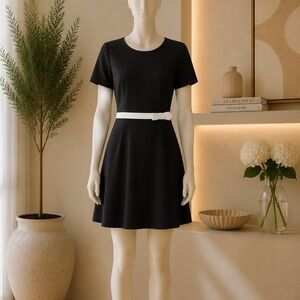 Kate‎ Spade Dress LBD Womens 10 Black Bow Waist Fit Flare Short Wedding Cocktail